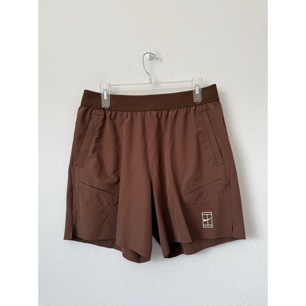 Nike Court Dri-FIT Advantage 6" Tennis Shorts Brown Men's Size Medium FZ6913-259